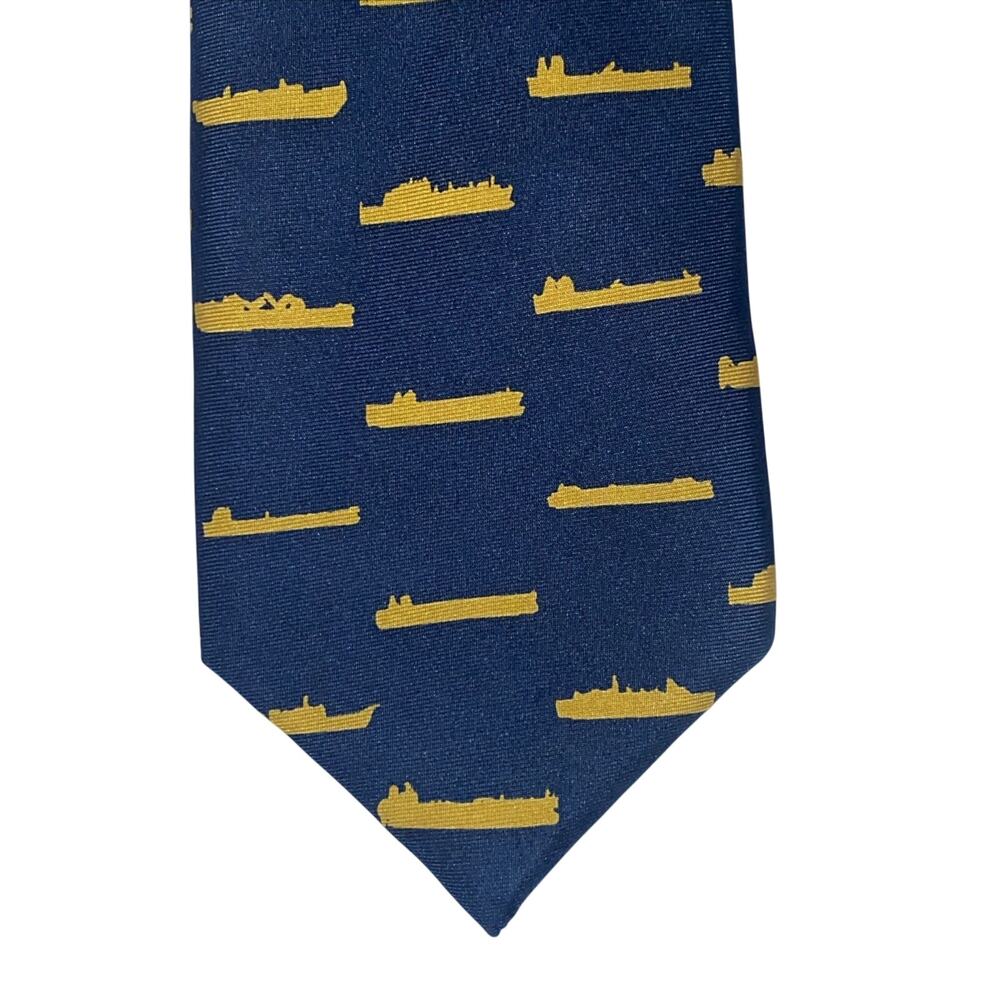 General Dynamics Ship Tie Navy Blue 100% Silk Necktie by Nassco 60”x3.25” - Picture 3 of 6